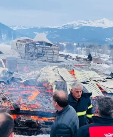 Şavşat'ta Yangın: Ahşap Ev ve Ahırlar Yandı