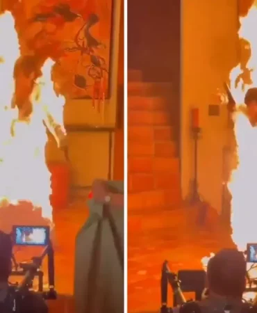 Katy Perry, klip çekiminde alevler içinde kaldı