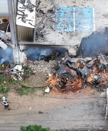 Arsin'de Fındık Fabrikasında Yangın