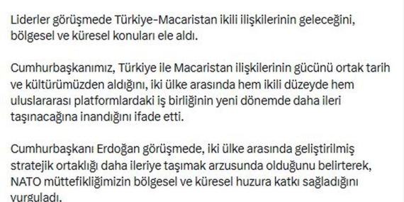 Cumhurbaşkanı Erdoğan, Macaristan'ın yeni başbakanı ile görüştü
